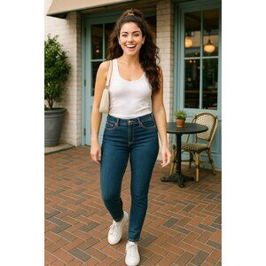 2 BWU Juniors Skinny Jeans Size 3 Stretch Denim Dark Wash Embroidered Pocket